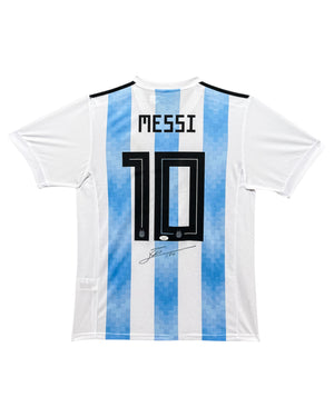 Maillot Domicile Equipe d'Argentine Edition Coupe du Monde 2022 signe par Lionel Messi et Certifie par Beckett