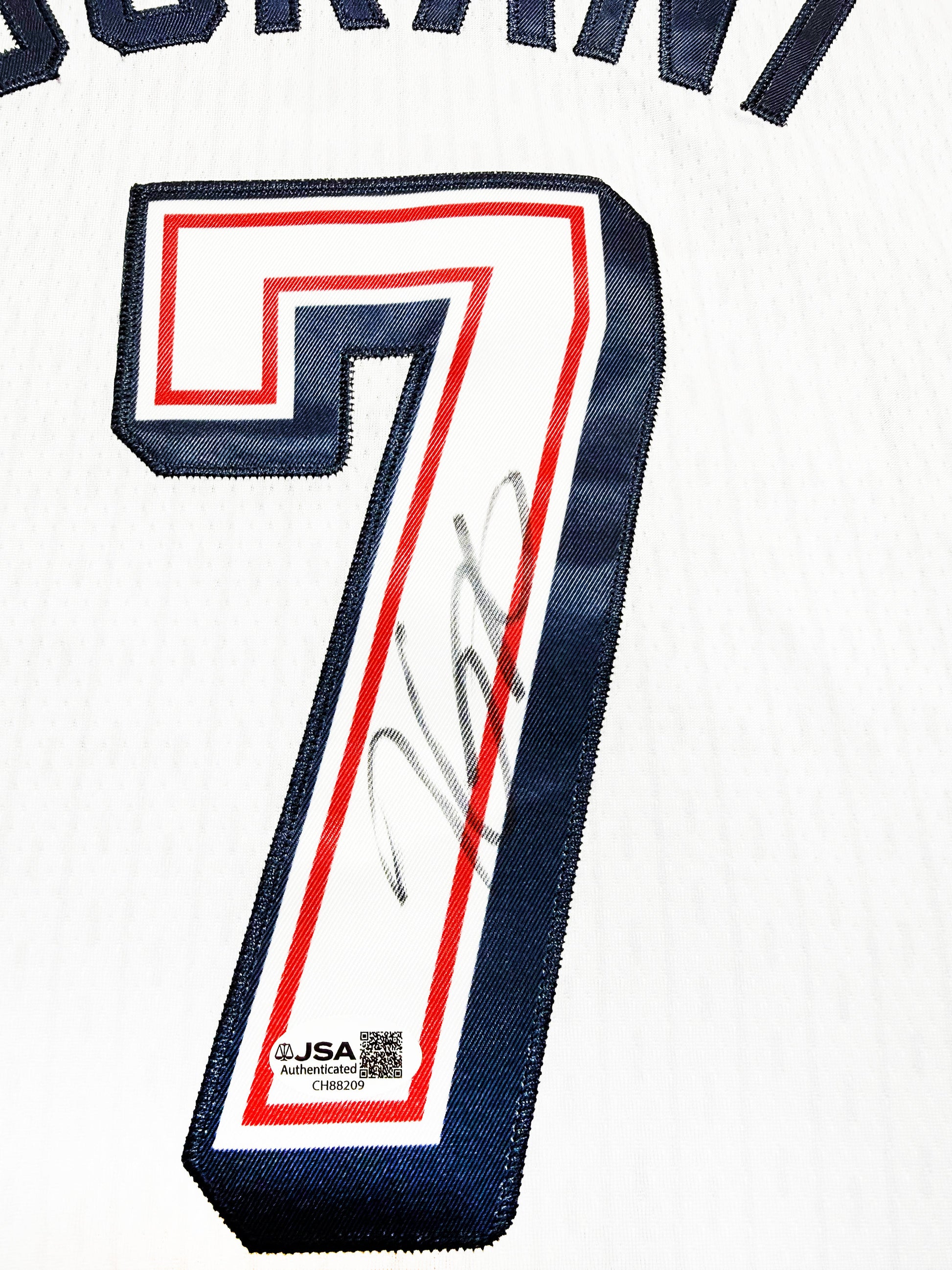 Maillot Authentique Team USA Olympics Game Paris 2024 signé par Kevin Durant et certifié par JSA authentic-signatures