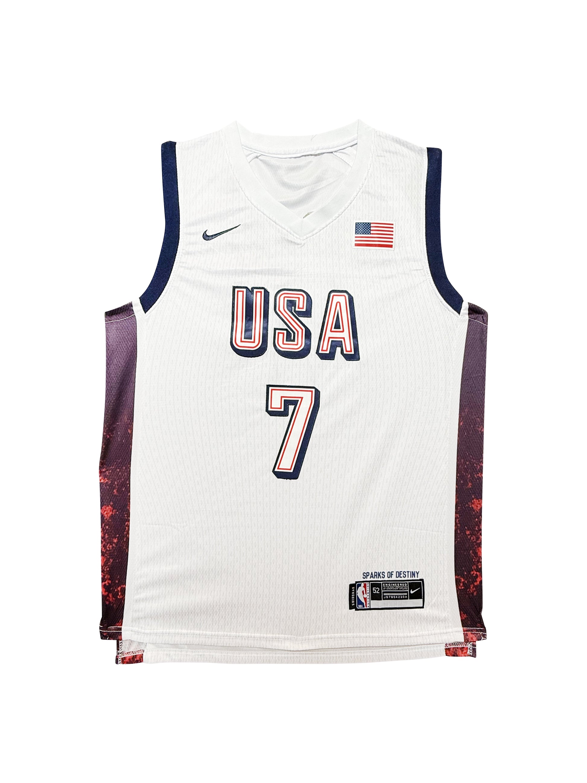 Maillot Authentique Team USA Olympics Game Paris 2024 signé par Kevin Durant et certifié par JSA authentic-signatures