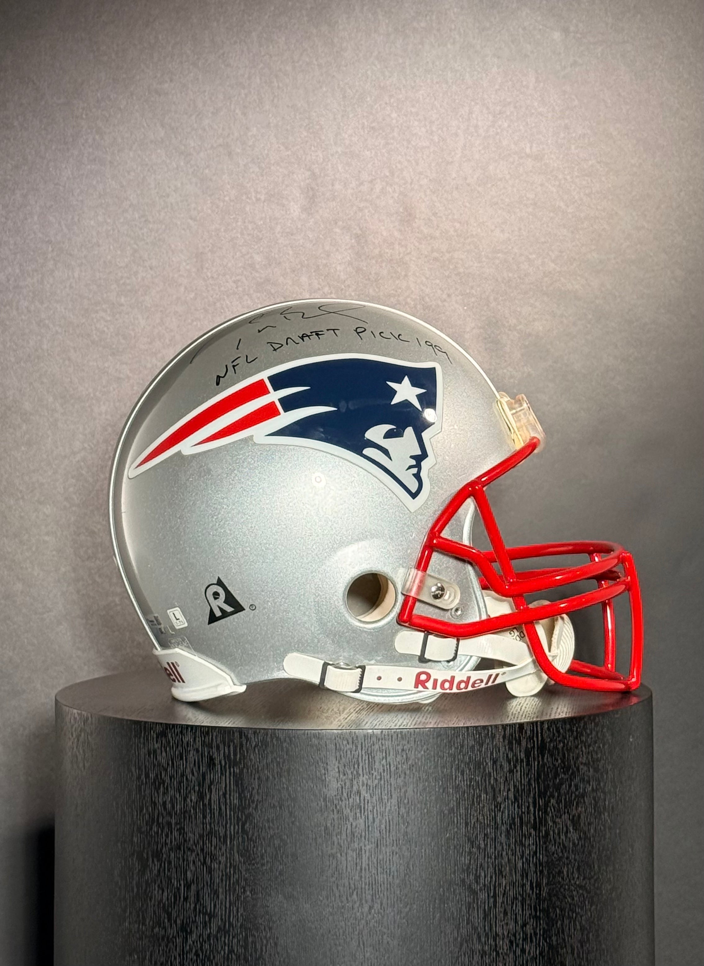 Tom Brady Signed Patriots Full-Size Authentic On-Field VSR4 Throwback Helmet Inscribed "NFL Draft Pick 199". Certified by FANATICS authentic-signatures