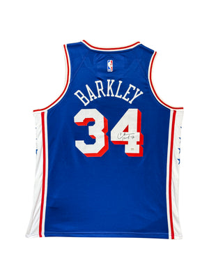 Maillot Authentique Domicile Philapelphia 76ers signe par Charles Barkey certifie par PSA