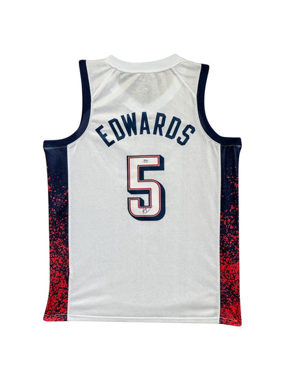 Maillot Authentique Domicile Team USA Edition Jeux Olympiques Paris 2024 signe par Anthony Edwards certifie par PSA authentic-signatures