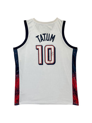 Maillot Authentique Domicile Team USA Edition Jeux Olympiques Paris 2024 signe par Jayson Tatum certifie par PSA