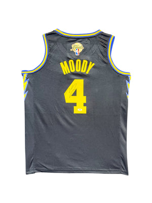 Maillot Authentique with Finals Patch Golden Sate Warriors signe par Moses Moody et certifie par PSA