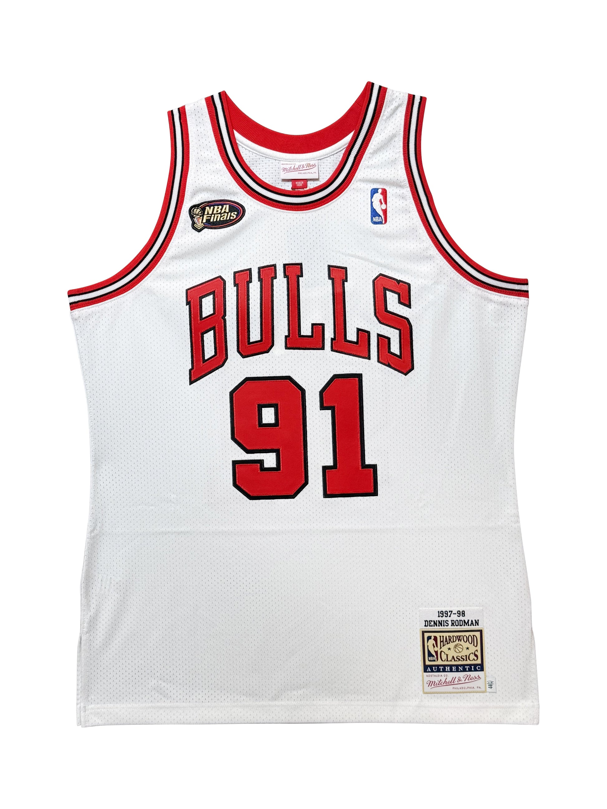 Maillot NBA FINALS Authentique Mitchell and Ness 1997-98 signé par Dennis Rodman et certifié par Fanatics authentic-signatures