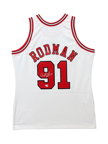 Maillot NBA FINALS Authentique Mitchell and Ness 1997-98 signé par Dennis Rodman et certifié par Fanatics