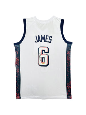Maillot Replica Team USA Edition Olympics Games Paris 2024 signé par Lebron James et certifié