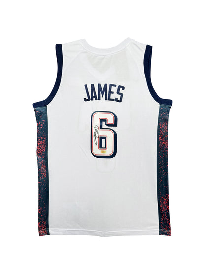Maillot Replica Team USA Edition Olympics Games Paris 2024 signé par Lebron James et certifié