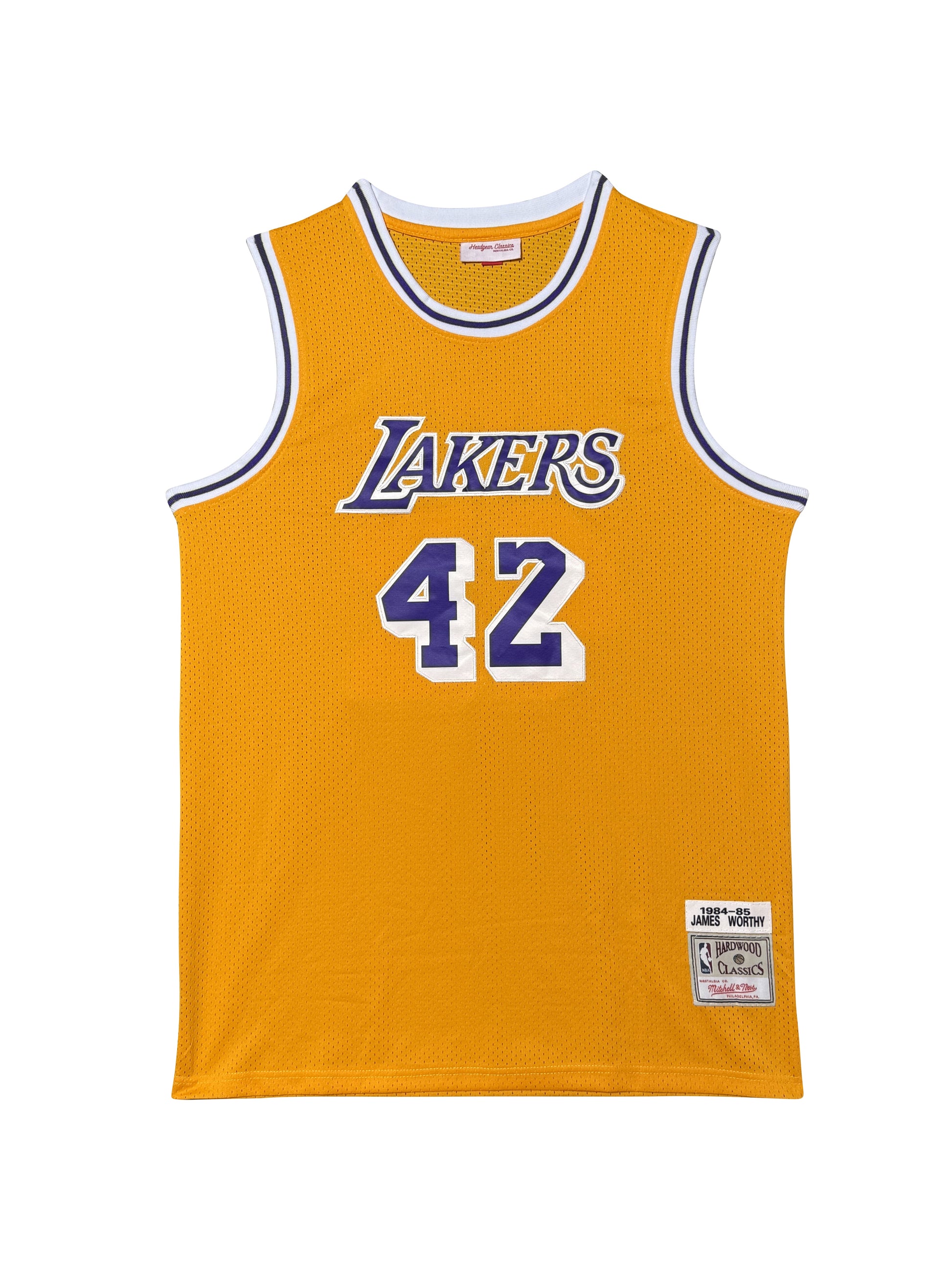 Maillot Mitchell and Ness Los Angeles LAKERS signé par James WORTHY et certifié par BECKETT authentic-signatures