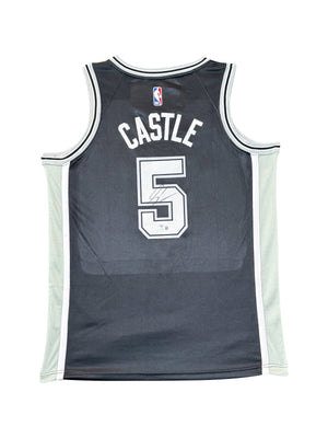 Maillot Swingman City Edition san Antonio Spurs signé par Stephon CASTLE et certifié par BECKETT authentic-signatures