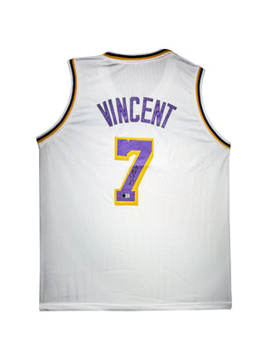 Maillot Custom Los Angeles Lakers signe par Gabe Vincent et certifie par Beckett