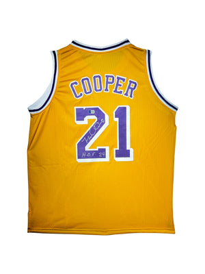 Maillot "HOF21"Custom Domicile Los Angeles Lakers signe par Michael Cooper certifie par Beckett