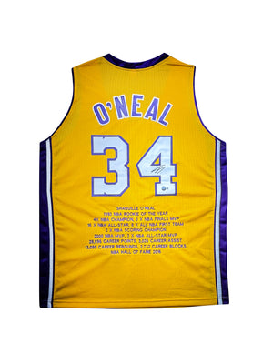 Maillot Custom Sats Carriere  Los Angeles Lakers signe par Shaquille O'Neal et certifie par Beckett