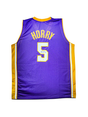 Maillot Custom Exterieur Los Angeles Lakers signe par Robert Horry  et certifie par Beckett