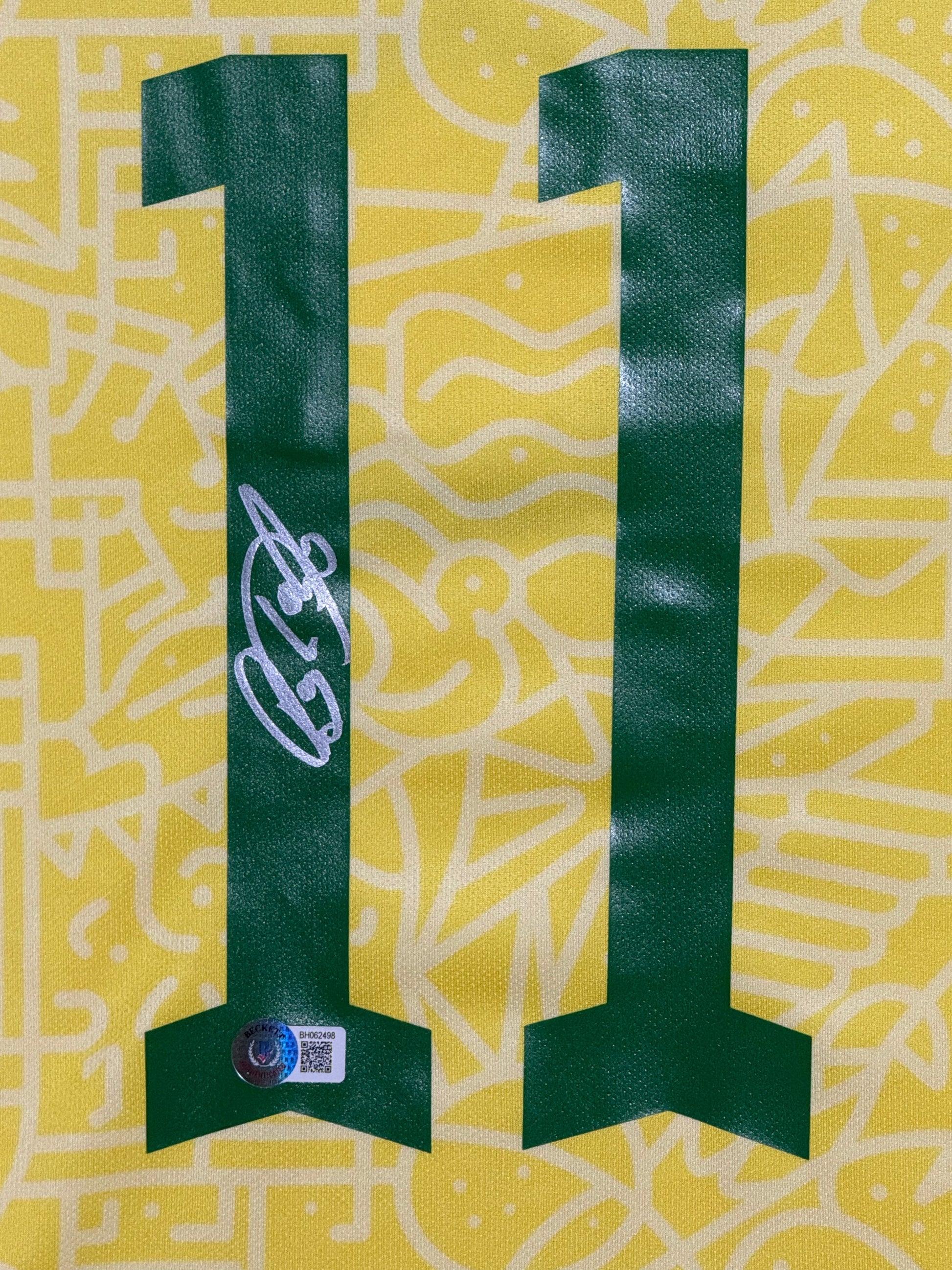 Maillot Authentique Brazil 2022 signé par Raphinha et certifié par Beckett authentic-signatures