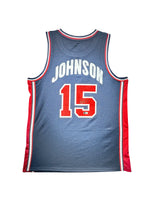Maillot Custom Exterieur Team USA Edition Olympics games Barcelona 1992 signe par Magic Johnson et certifie par Beckett authentic-signatures