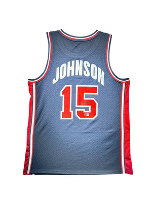 Maillot Custom Exterieur Team USA signe par Magic Johnson et certifie par Beckett