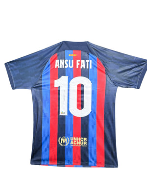Maillot Authentique FC Barcelone saison 2022-2023 signé par Ansu Fati et certifié par Beckett authentic-signatures