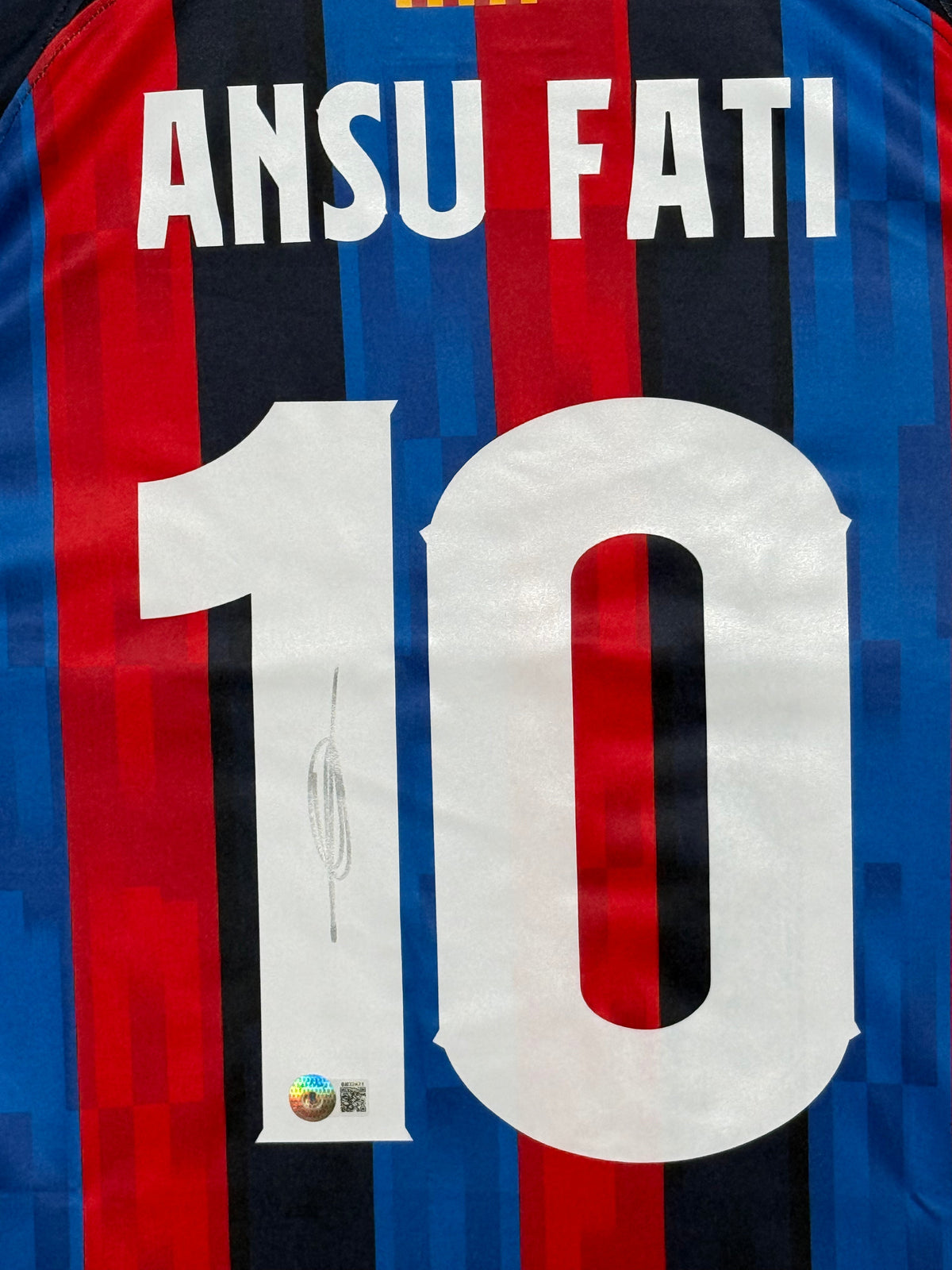 Ansu Fati Signed Authentic 2022-2023 FC Barcelona Jersey, Certified by Beckett authentic-signatures Football Authentic Sig...