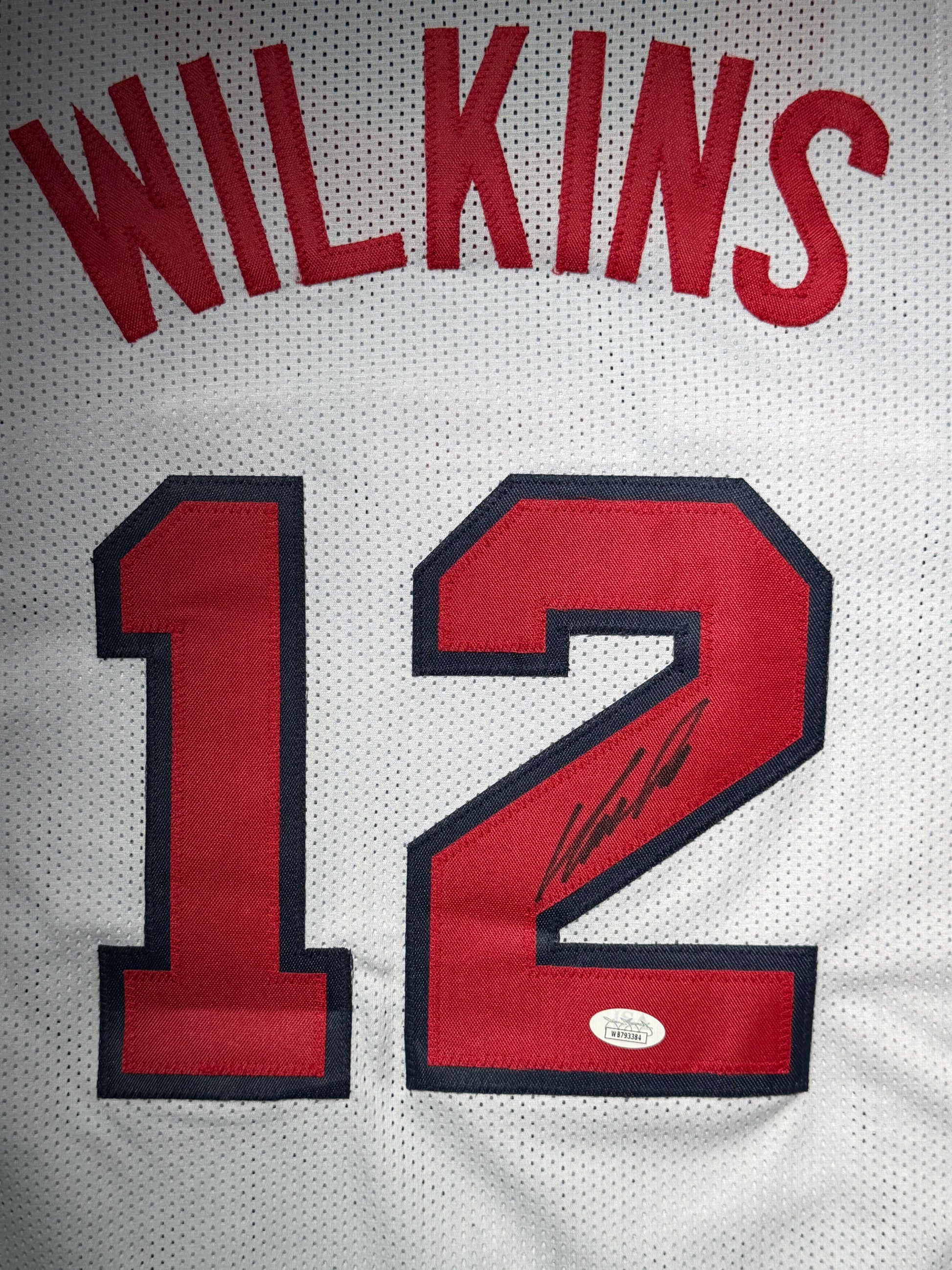 Maillot Custom Domicile Team USA Edition Championnat du Monde FIBA 1994 signe par Dominique Wilkins et certifie par JSA authentic-signatures