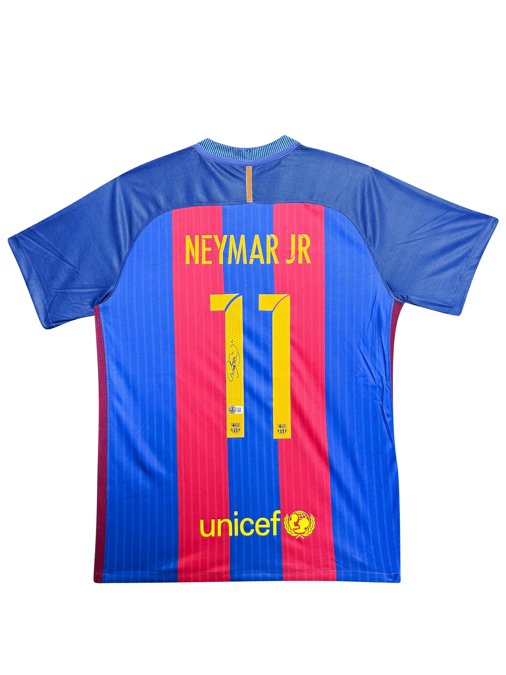 Maillot Authentique FC Barcelone 2016-17  signé parNeymar et certifié par Beckett authentic-signatures