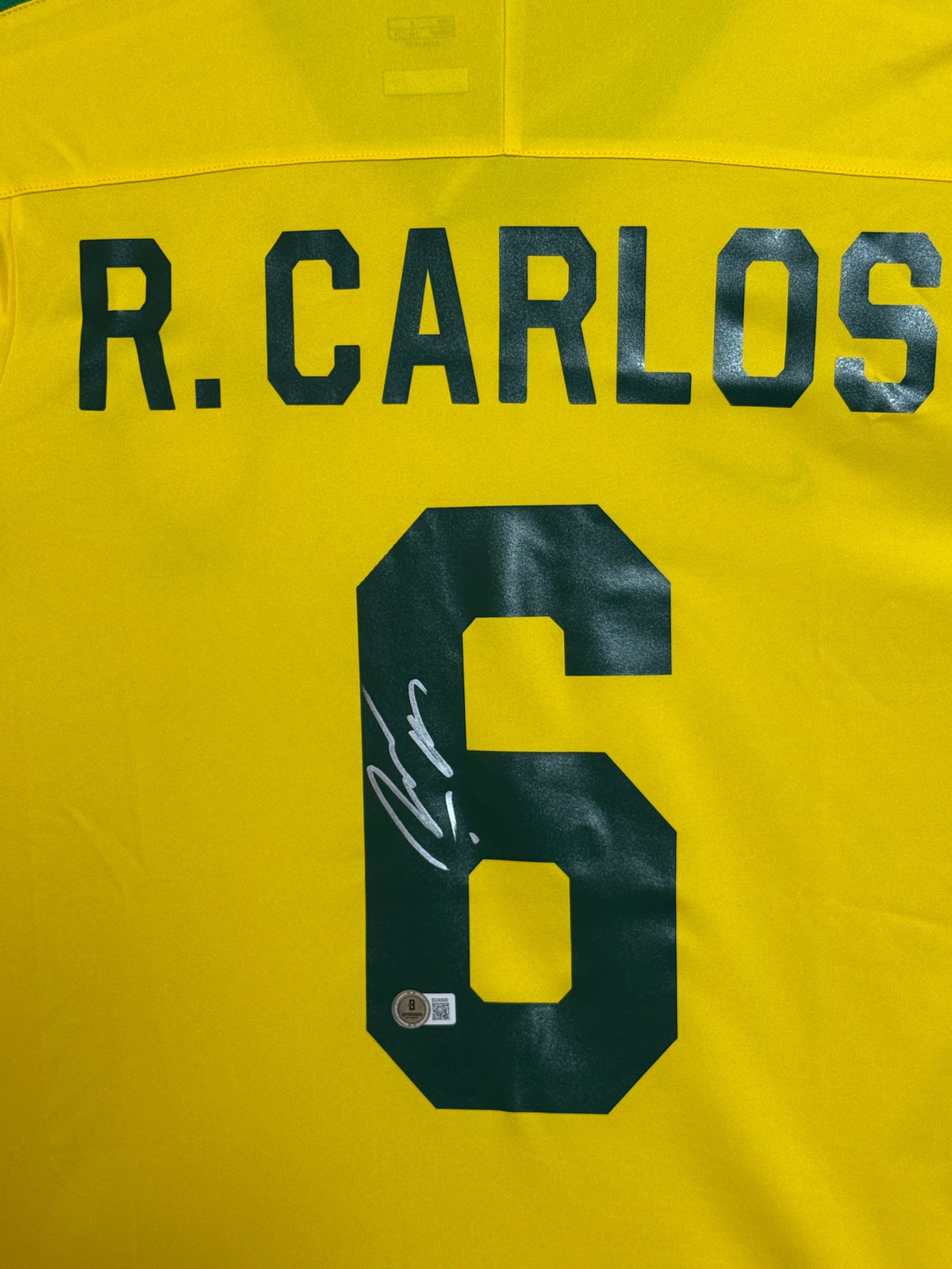 Roberto Carlos Signed Authentic World Cup 2002 Brazil Jersey, Certified by Beckett authentic-signatures Football Authentic...