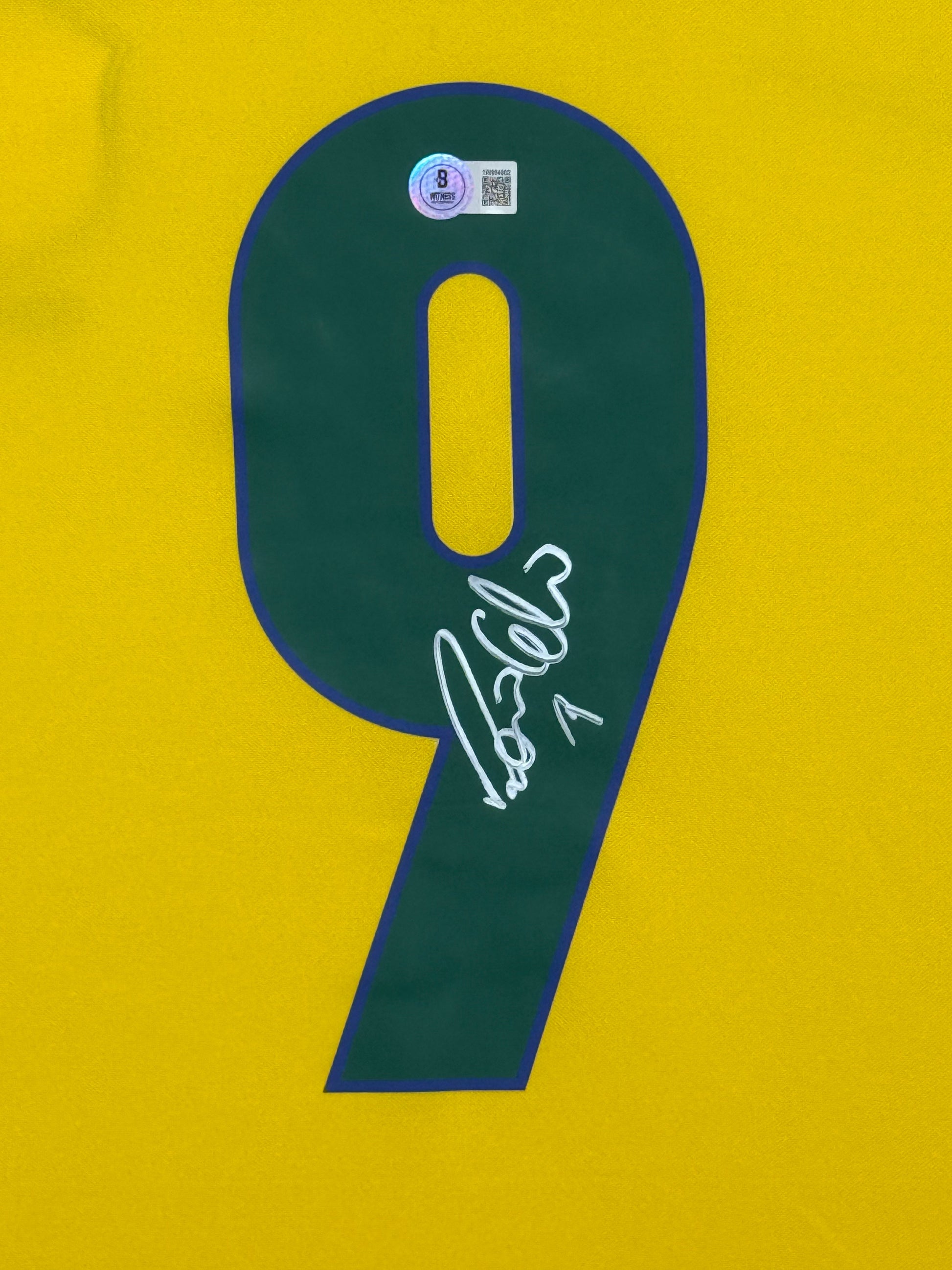Maillot Authentique Brazil Finale Coupe du Monde 1998 signé par Ronaldo Nazario  et certifié par Beckett authentic-signatures