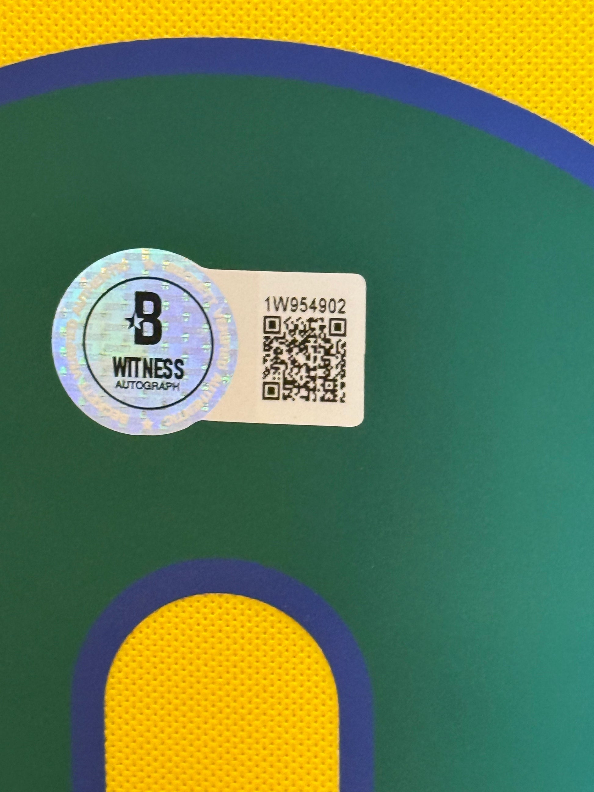 Maillot Authentique Brazil Finale Coupe du Monde 1998 signé par Ronaldo Nazario  et certifié par Beckett authentic-signatures