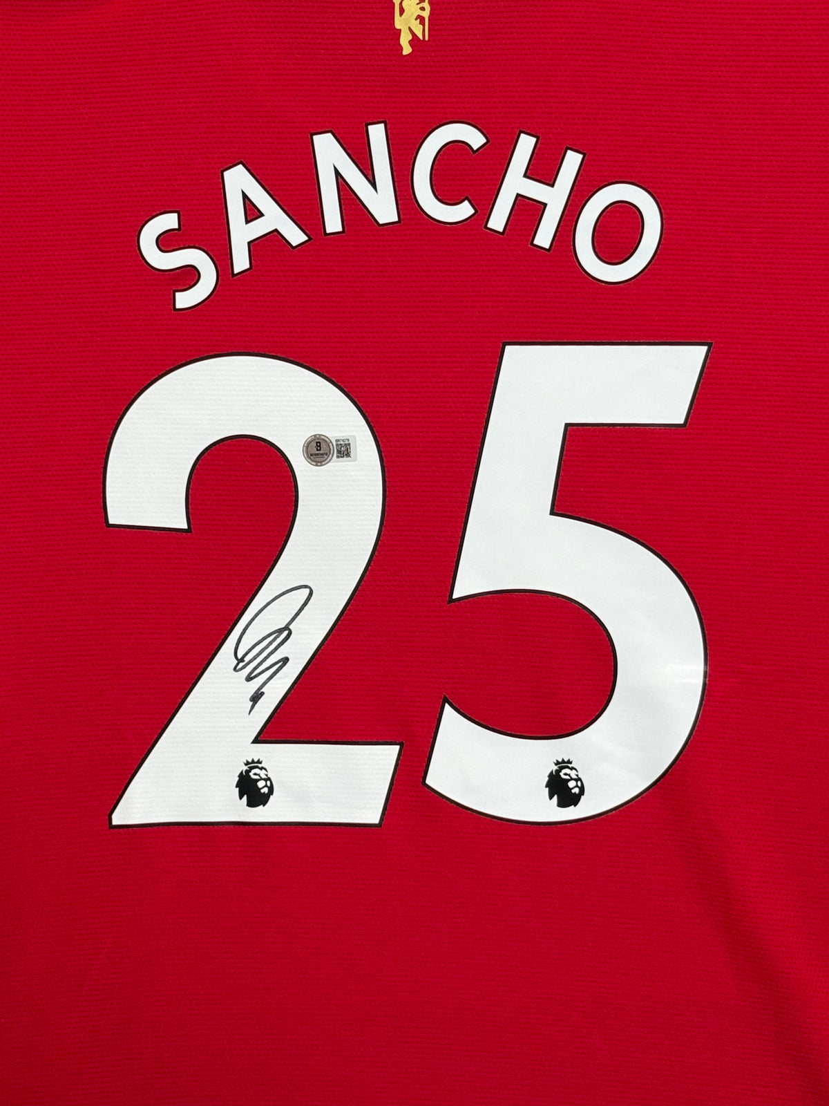 Jadon Sancho Signed Authentic Manchester United Jersey, Certified by Beckett authentic-signatures Football Authentic Signa...