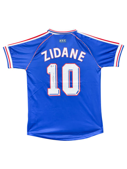 Maillot Authentique Equipe de France Finale Coupe du Monde 1998 signé par Zinedine Zidane et certifié par Beckett authentic-signatures