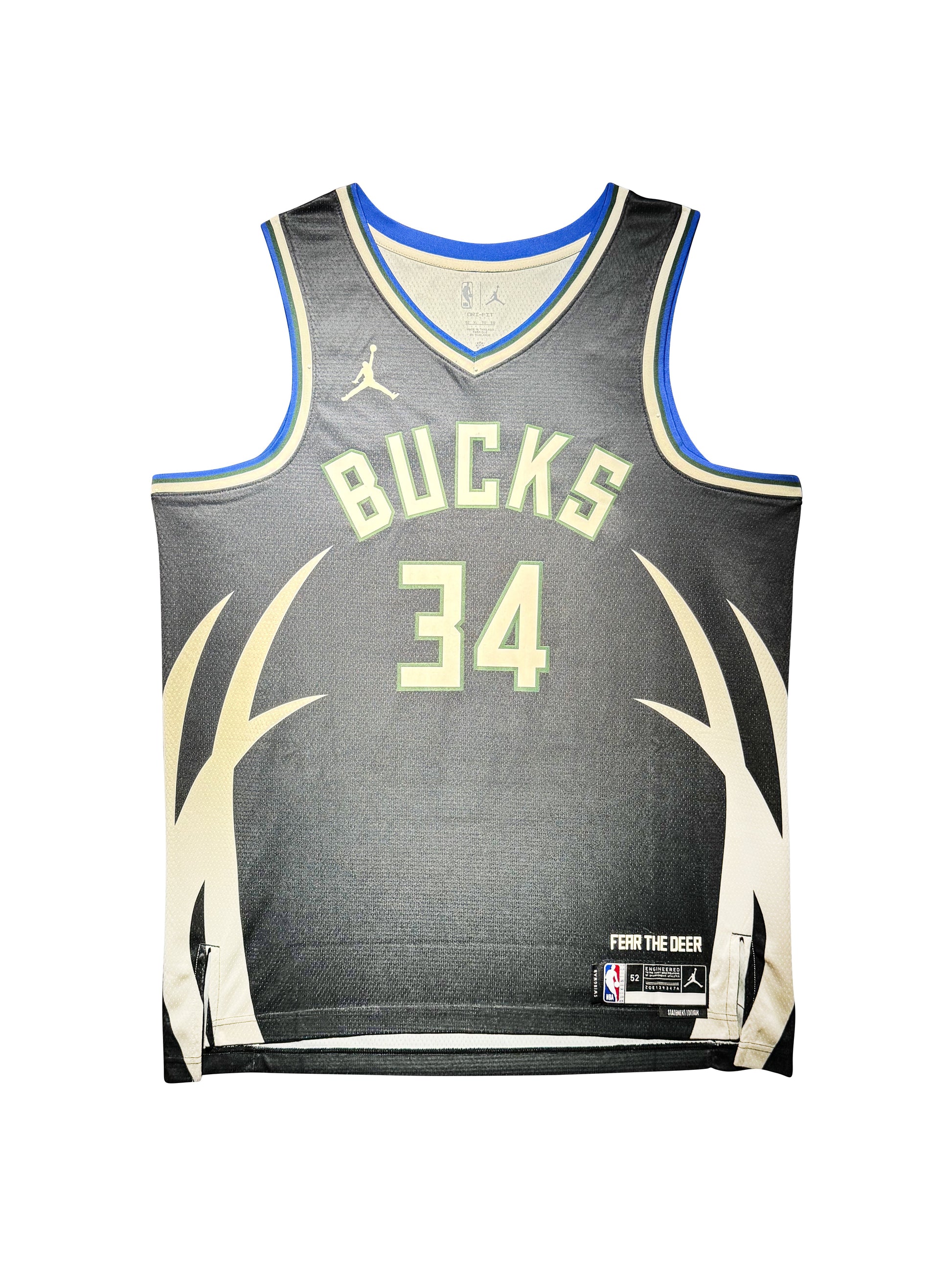 Maillot Authentique Exterieur Milwaukee Bucks signe par Giannis Antetokounmpo et certifie par Beckett authentic-signatures