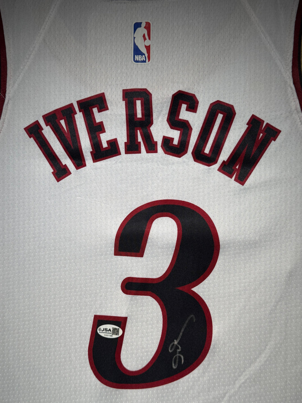 Allen Iverson Signed Authentic Home Philadelphia 76ers Jersey, Certified by JSA authentic-signatures NBA Authentic Signatures