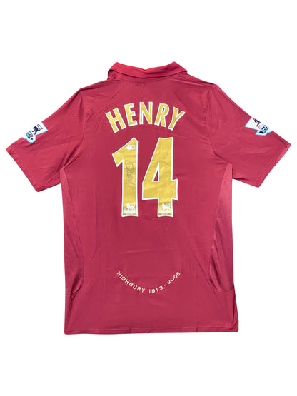 Maillot Authentique Arsenal Highbury saison 2005-2006 signé par Thierry Henry et certifié par Beckett authentic-signatures
