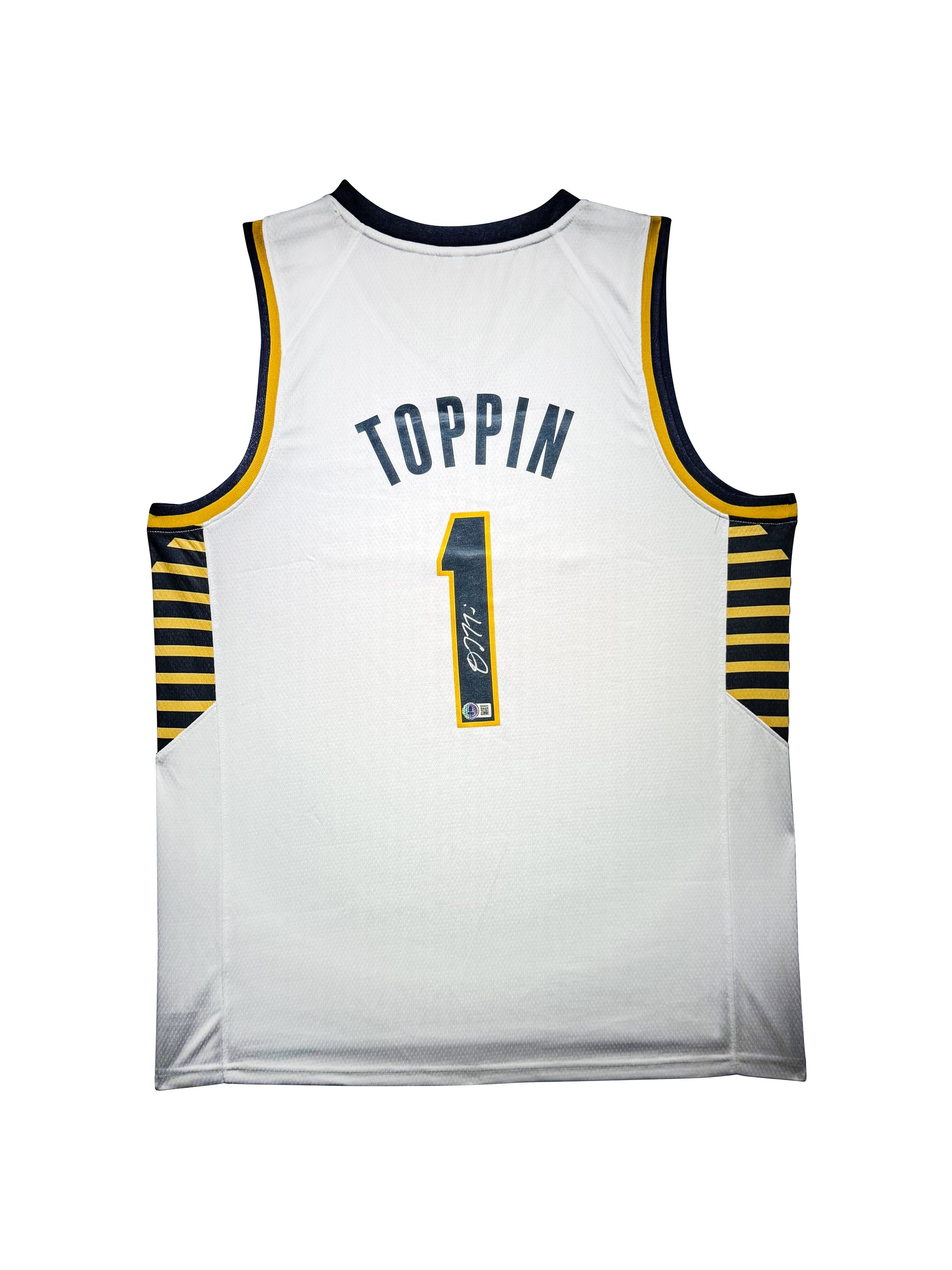 Maillot Custom Exterieur Indiana Pacers signe par Obi Toppin  certifie par Beckett authentic-signatures