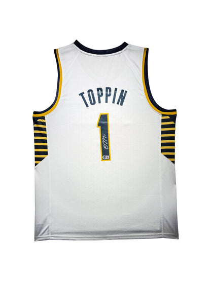 Maillot Custom Exterieur Indiana Pacers signe par Obi Toppin  certifie par Beckett authentic-signatures