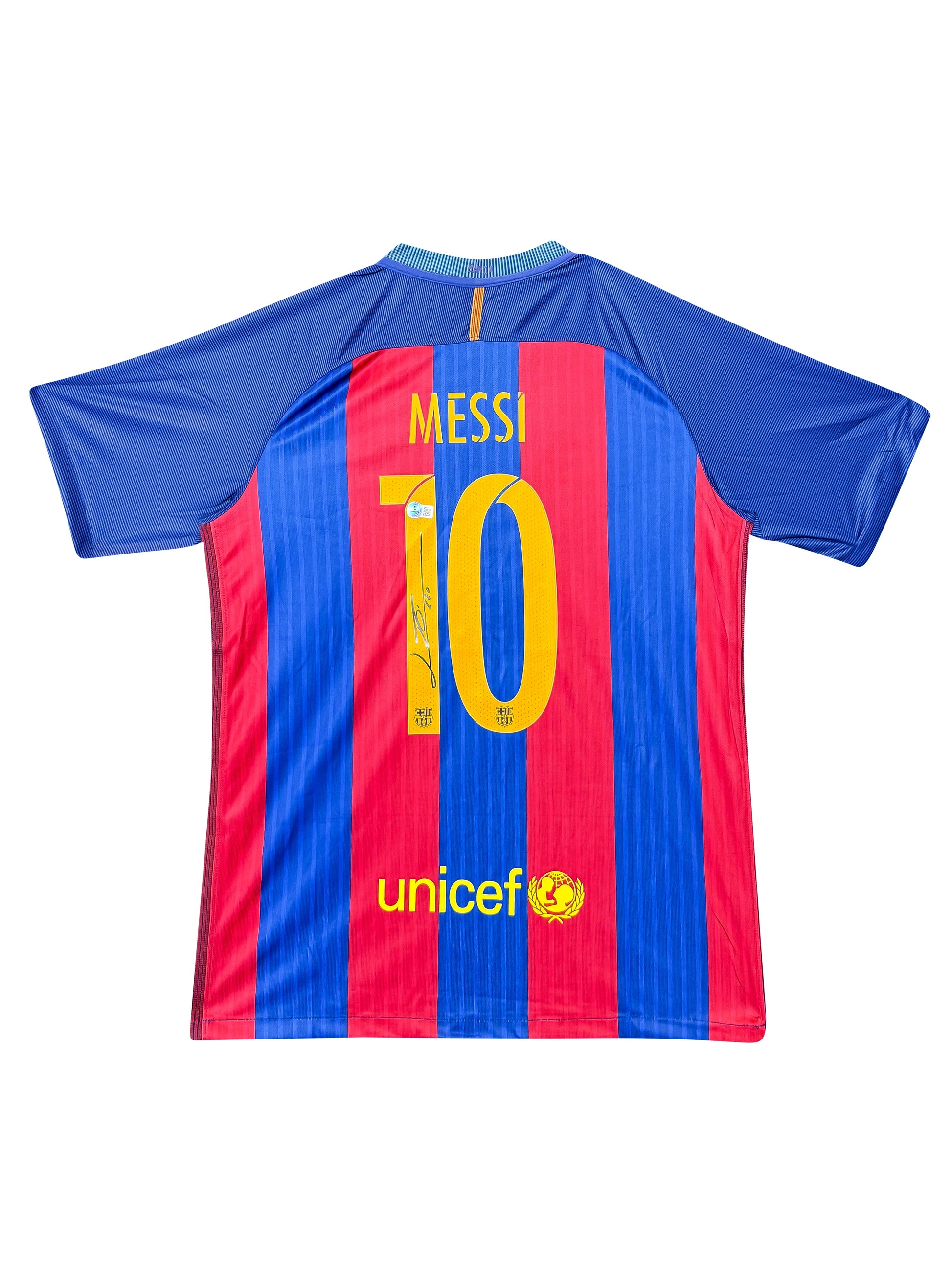 Maillot Authentique FC Barcelone saison 2016-17 Remontada  signé par Lionel Messi et certifié par Beckett authentic-signatures