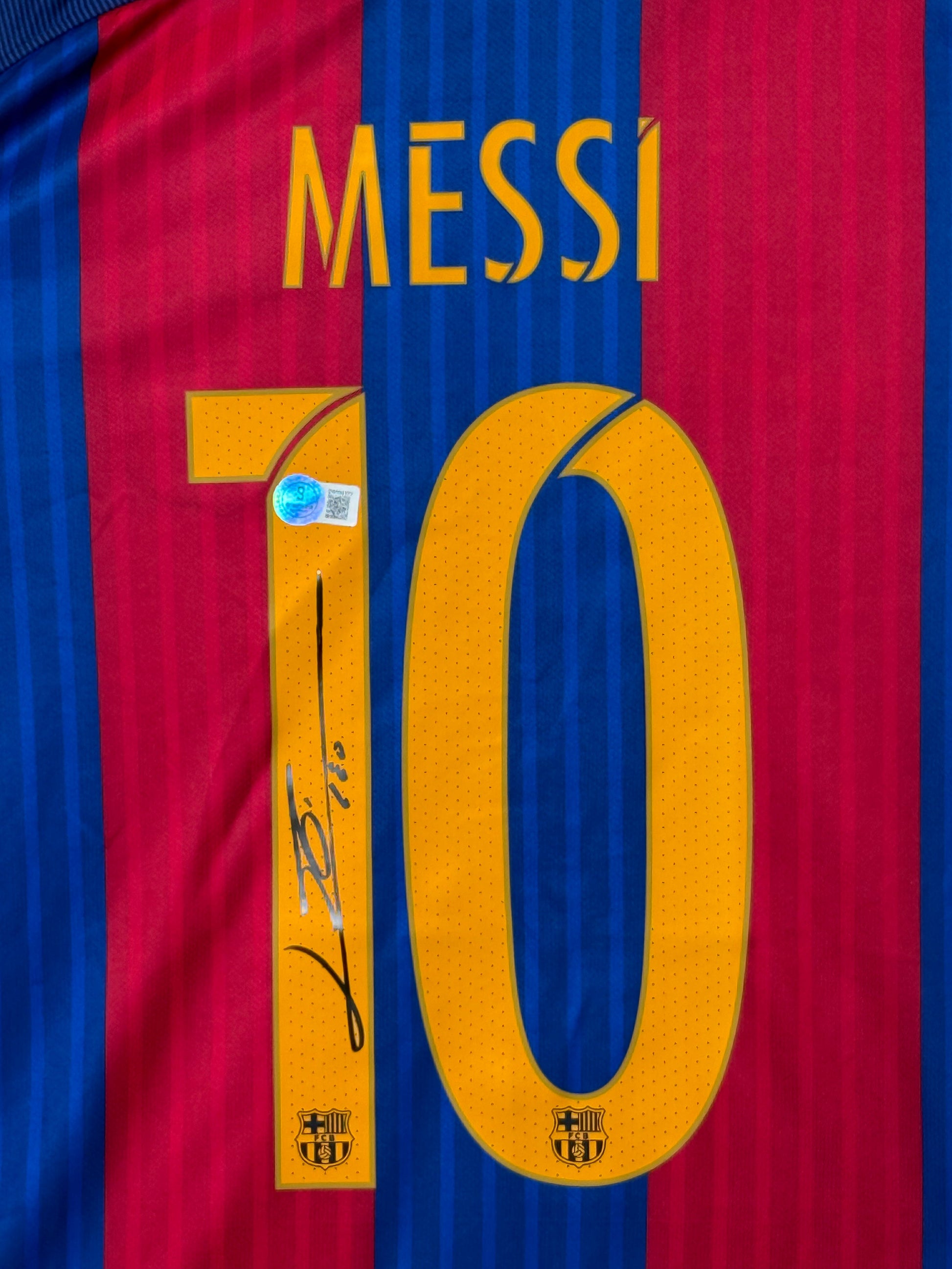 Maillot Authentique FC Barcelone saison 2016-17 Remontada  signé par Lionel Messi et certifié par Beckett authentic-signatures