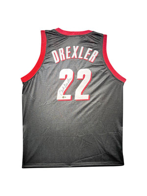 Maillot Custom Portland Trail blazers signe par Clyde Drexler certifie par Beckett