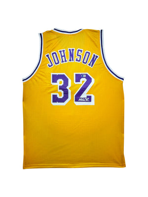 Maillot Custom Domicile Los Angeles Lakers signe par Magic Johnson certifie par Beckett