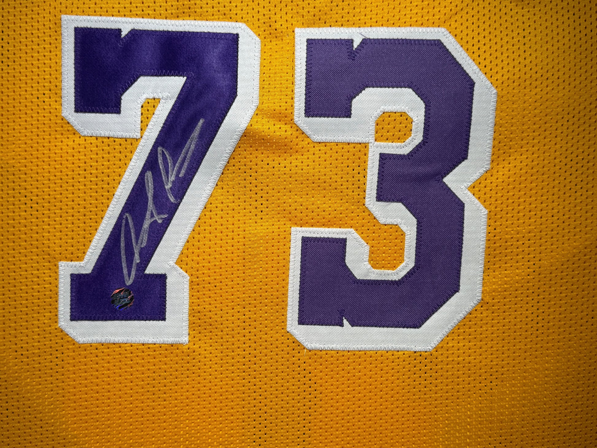 Maillot Custom Domicile Los Angeles Lakers signe par Dennis Rodman certifie par AWM authentic-signatures