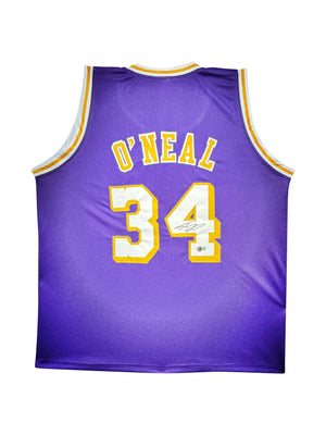 Maillot Custom Exterieur Los Angeles Lakers signe par Shaquille O'Neal certifie par Beckett