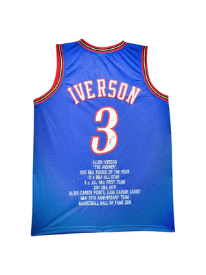 Maillot "Stats Carreer"Custom Exterieur Philapelphia 76ers signe par Allen Iverson certifie par JSA