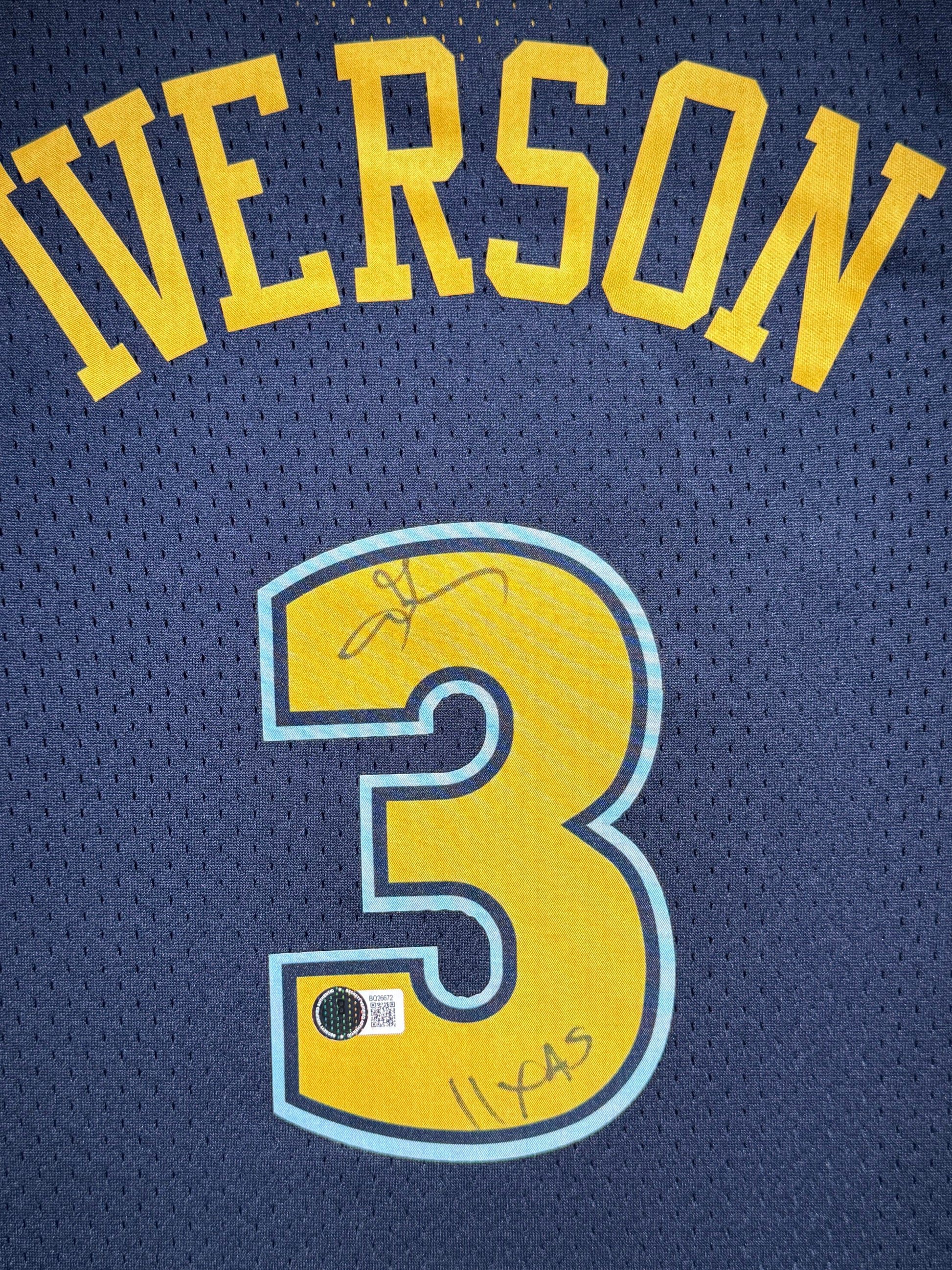 Maillot "11xAS" Custom Domicile Denver Nuggets signe par Allen Iverson certifie par Beckett authentic-signatures