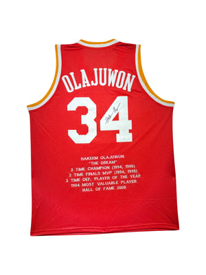 Maillot "THE DREAM All STATS CARRER"Custom Domicile Houston Rockets signe par Hakeem Olajuwon certifie par JSA