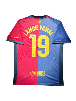 Maillot Domicile signe par Lamine Yamal Fc Barcelone 2023-24 Certifie par Beckett