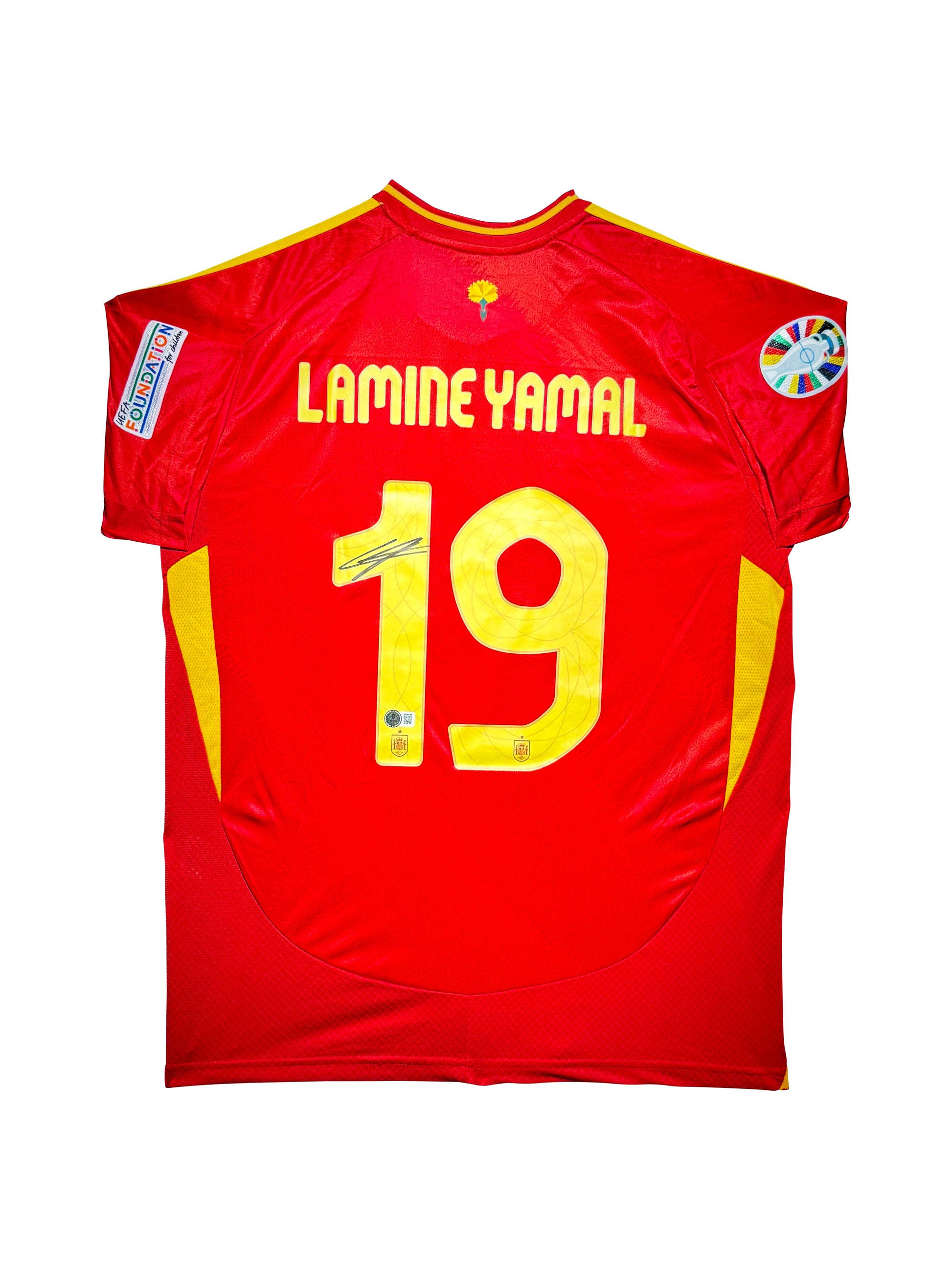 Maillot Domicile Espagne Edition Euro 2024 signe par Lamine Yamal et Certifie par Beckett authentic-signatures