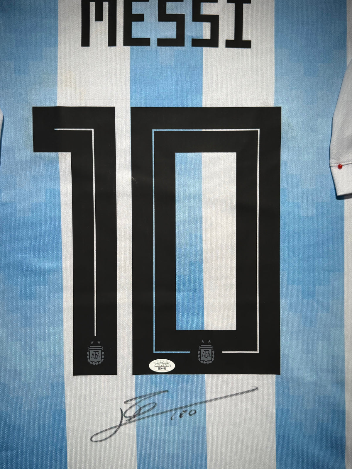 Lionel Messi Signed Home World Cup 2022 Argentina Jersey, Certified by Beckett authentic-signatures Football Authentic Sig...