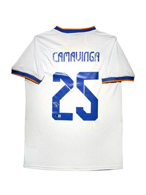 Maillot Domicile Real Madrid CF 2021-22 signe par Eduardo Camavinga et Certifie par Beckett
