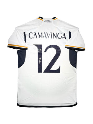 Maillot Domicile Real Madrid CF 2022-23 signe par Eduardo Camavinga et Certifie par Beckett