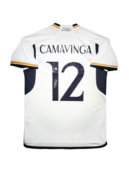 Maillot Domicile Real Madrid CF 2022-23 signe par Eduardo Camavinga et Certifie par Beckett